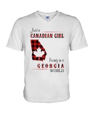 CANADIAN GIRL LIVING IN GEORGIA WORLD V-Neck T-Shirt tile