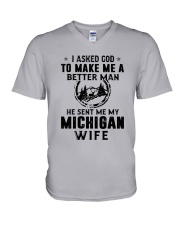 HE SENT ME MY MICHIGAN WIFE V-Neck T-Shirt thumbnail