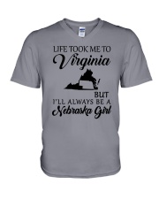 LIFE TOOK ME TO VIRGINIA BUT A NEBRASKA GIRL V-Neck T-Shirt thumbnail