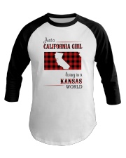 CALIFORNIA GIRL LIVING IN KANSAS WORLD Baseball Tee thumbnail