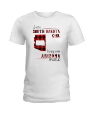 SOUTH DAKOTA GIRL LIVING IN ARIZONA WORLD Ladies T-Shirt tile