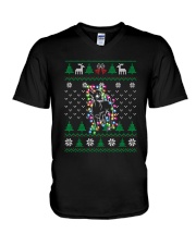 Chihuahua Light Pattern Christmas V-Neck T-Shirt tile