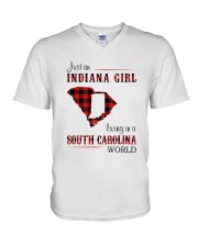 INDIANA GIRL LIVING IN SOUTH CAROLINA WORLD V-Neck T-Shirt tile