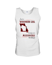 WISCONSIN GIRL LIVING IN MISSOURI WORLD Unisex Tank thumbnail