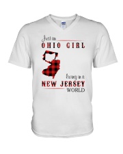 OHIO GIRL LIVING IN JERSEY WORLD V-Neck T-Shirt thumbnail