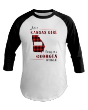 KANSAS GIRL LIVING IN GEORGIA WORLD Baseball Tee thumbnail