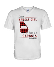 KANSAS GIRL LIVING IN GEORGIA WORLD V-Neck T-Shirt thumbnail