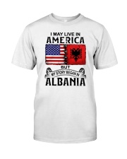 LIVE IN AMERICA BEGAN IN ALBANIA Classic T-Shirt tile