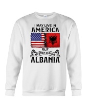 LIVE IN AMERICA BEGAN IN ALBANIA Crewneck Sweatshirt tile