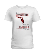 WISCONSIN GIRL LIVING IN FLORIDA WORLD Ladies T-Shirt thumbnail