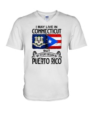 LIVE IN CT BUT MY STORY BEGAN IN PUERTO RICO V-Neck T-Shirt tile