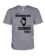 JUST A WISCONSIN GUY IN AN ILLINOIS WORLD V-Neck T-Shirt thumbnail