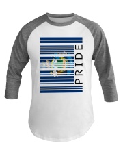 Maine Flag Pride Barcode Baseball Tee tile