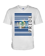 Maine Flag Pride Barcode V-Neck T-Shirt tile
