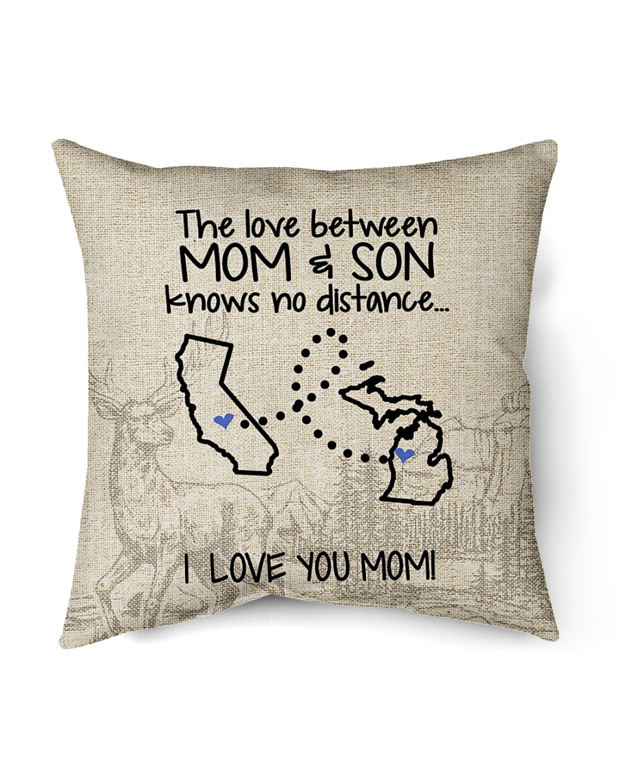 MICHIGAN CALIFORNIA THE LOVE MOM AND SON Indoor Pillow - 16” x 16”