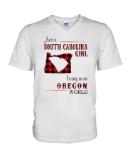 SOUTH CAROLINA GIRL LIVING IN OREGON WORLD V-Neck T-Shirt thumbnail