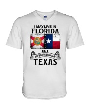 LIVE IN FLORIDA BUT MY STORY BEGAN IN TEXAS V-Neck T-Shirt thumbnail