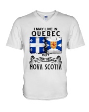LIVE IN QUEBEC BEGAN IN NOVA SCOTIA V-Neck T-Shirt thumbnail