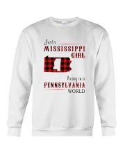 MISSISSIPPI GIRL LIVING IN PENNSYLVANIA WORLD Crewneck Sweatshirt tile