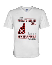 PUERTO RICAN GIRL LIVING IN NEW HAMPSHIRE WORLD V-Neck T-Shirt thumbnail