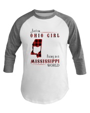 OHIO GIRL LIVING IN MISSISSIPPI WORLD Baseball Tee tile