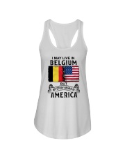 LIVE IN BELGIUM BEGAN IN AMERICA Ladies Flowy Tank tile