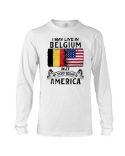 LIVE IN BELGIUM BEGAN IN AMERICA Long Sleeve Tee tile