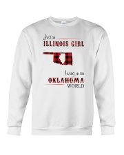 ILLINOIS GIRL LIVING IN OKLAHOMA WORLD Crewneck Sweatshirt thumbnail