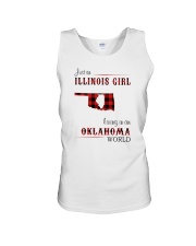 ILLINOIS GIRL LIVING IN OKLAHOMA WORLD Unisex Tank thumbnail