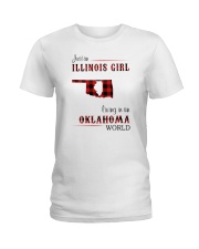 ILLINOIS GIRL LIVING IN OKLAHOMA WORLD Ladies T-Shirt thumbnail