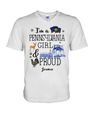 Persionalized I'm A Pennsylvania Girl And Pround V-Neck T-Shirt tile
