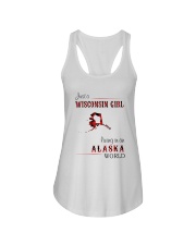 WISCONSIN GIRL LIVING IN ALASKA WORLD Ladies Flowy Tank thumbnail