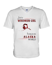 WISCONSIN GIRL LIVING IN ALASKA WORLD V-Neck T-Shirt thumbnail