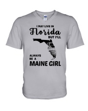 LIVE IN FLORIDA BUT ALWAYS MAINE GIRL V-Neck T-Shirt thumbnail