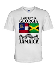 LIVE IN GEORGIA BEGAN IN JAMAICA V-Neck T-Shirt tile