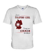 FILIPINO GIRL LIVING IN GERMAN WORLD V-Neck T-Shirt tile
