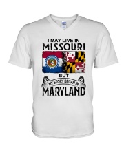 LIVE IN MISSOURI BEGAN IN MARYLAND V-Neck T-Shirt tile