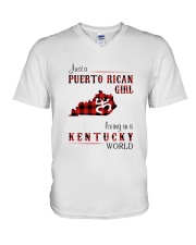 PUERTO RICAN GIRL LIVING IN KENTUCKY WORLD V-Neck T-Shirt thumbnail