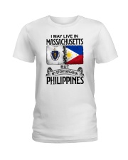 LIVE IN MASSACHUSETTS BEGAN IN PHILIPPINES Ladies T-Shirt tile