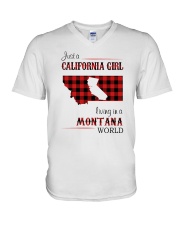 CALIFORNIA GIRL LIVING IN MONTANA WORLD V-Neck T-Shirt thumbnail
