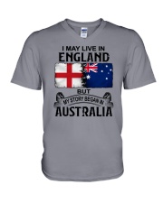LIVE IN ENGLAND BEGAN IN AUSTRALIA V-Neck T-Shirt thumbnail