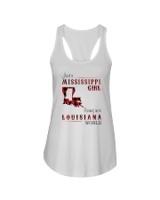 MISSISSIPPI GIRL LIVING IN LOUISIANA WORLD Ladies Flowy Tank tile