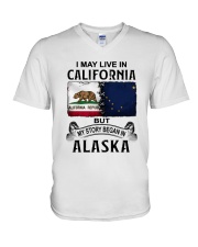 LIVE IN CALIFORNIA BEGAN IN ALASKA V-Neck T-Shirt tile
