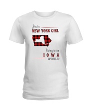 NEW YORK GIRL LIVING IN IOWA WORLD Ladies T-Shirt thumbnail