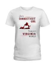 CONNECTICUT GIRL LIVING IN VIRGINIA WORLD Ladies T-Shirt thumbnail