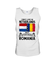 LIVE IN NETHERLANDS BEGAN IN ROMANIA ROOT WOMEN Unisex Tank thumbnail