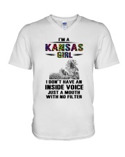 Kansas Girl Just A Mouth With No Filter V-Neck T-Shirt tile