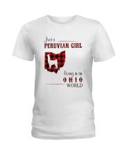 PERUVIAN GIRL LIVING IN OHIO WORLD Ladies T-Shirt tile