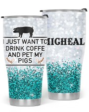 I Just Want To Drink Coffee And Pet My Pigs Personalize Glitter Tumbler tile