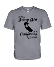 JUST A JERSEY GIRL IN A CALIFORNIA WORLD V-Neck T-Shirt thumbnail